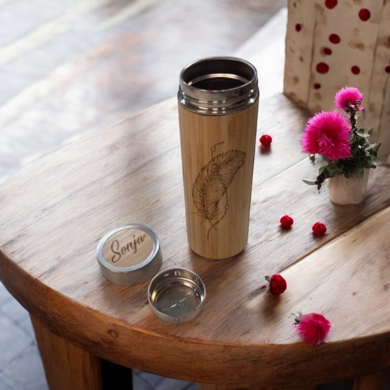 Bambus Thermoflasche personalisierbar kaufen – Creative Station