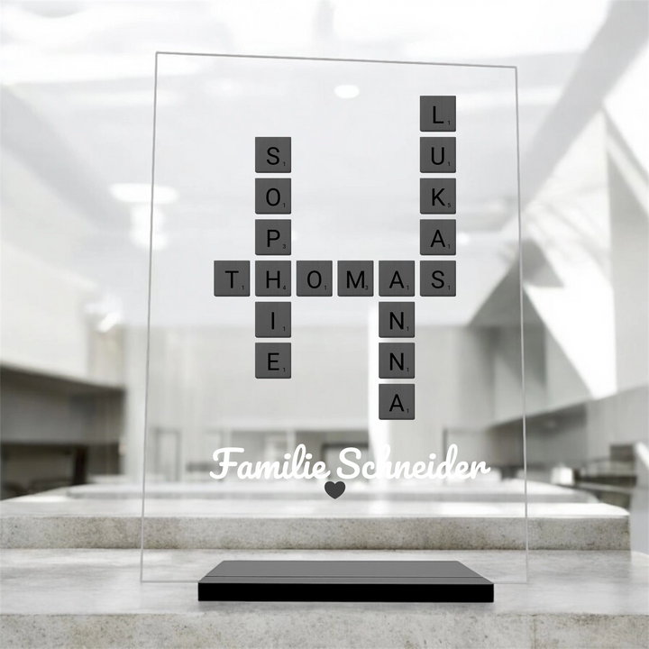 Familien Kreuzworträtsel-Puzzle Bild Geschenk - Personalisiertes Acrylglas