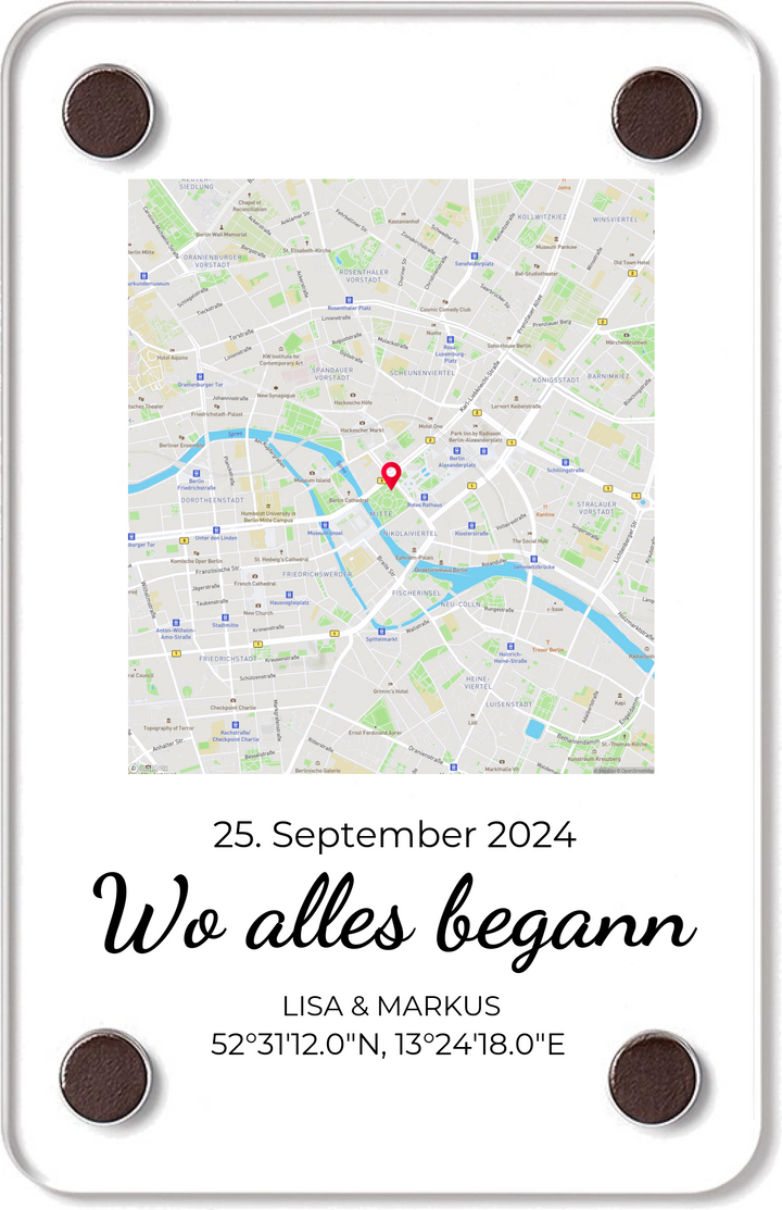 "Wo alles begann" - personalisierte Acryl-Magnete