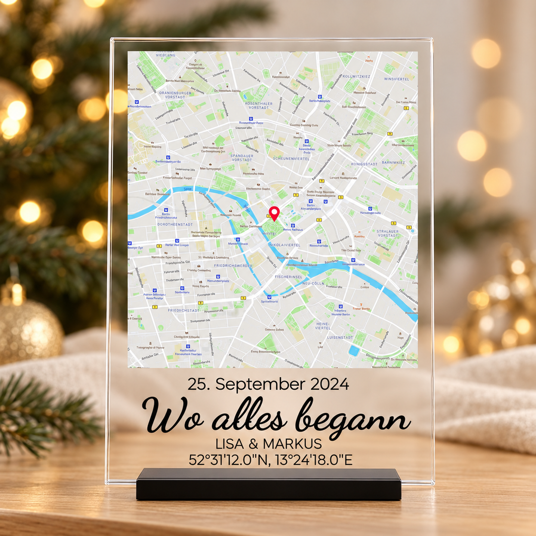 „Unsere Veranstaltung“ – Personalisierter Acrylglas-Fotomagnet in heller, warmer Weihnachtsszene