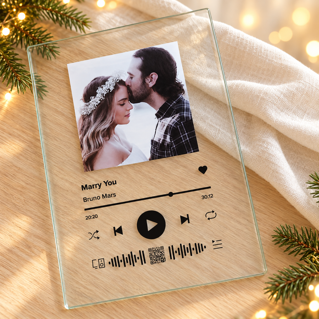 Personalisiertes Spotify Glas mit Acryl Sockel