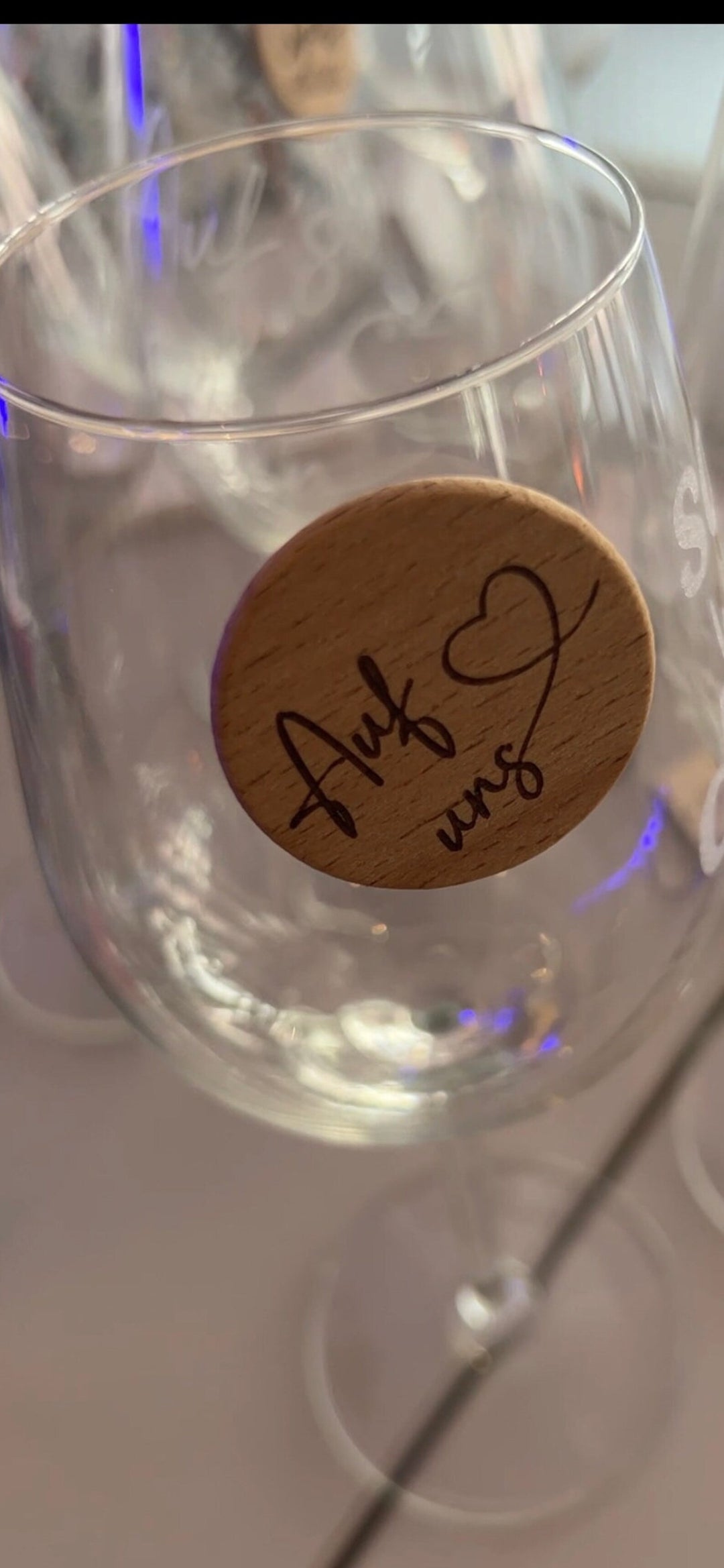 Personalisierter Holzmagnet für Glas