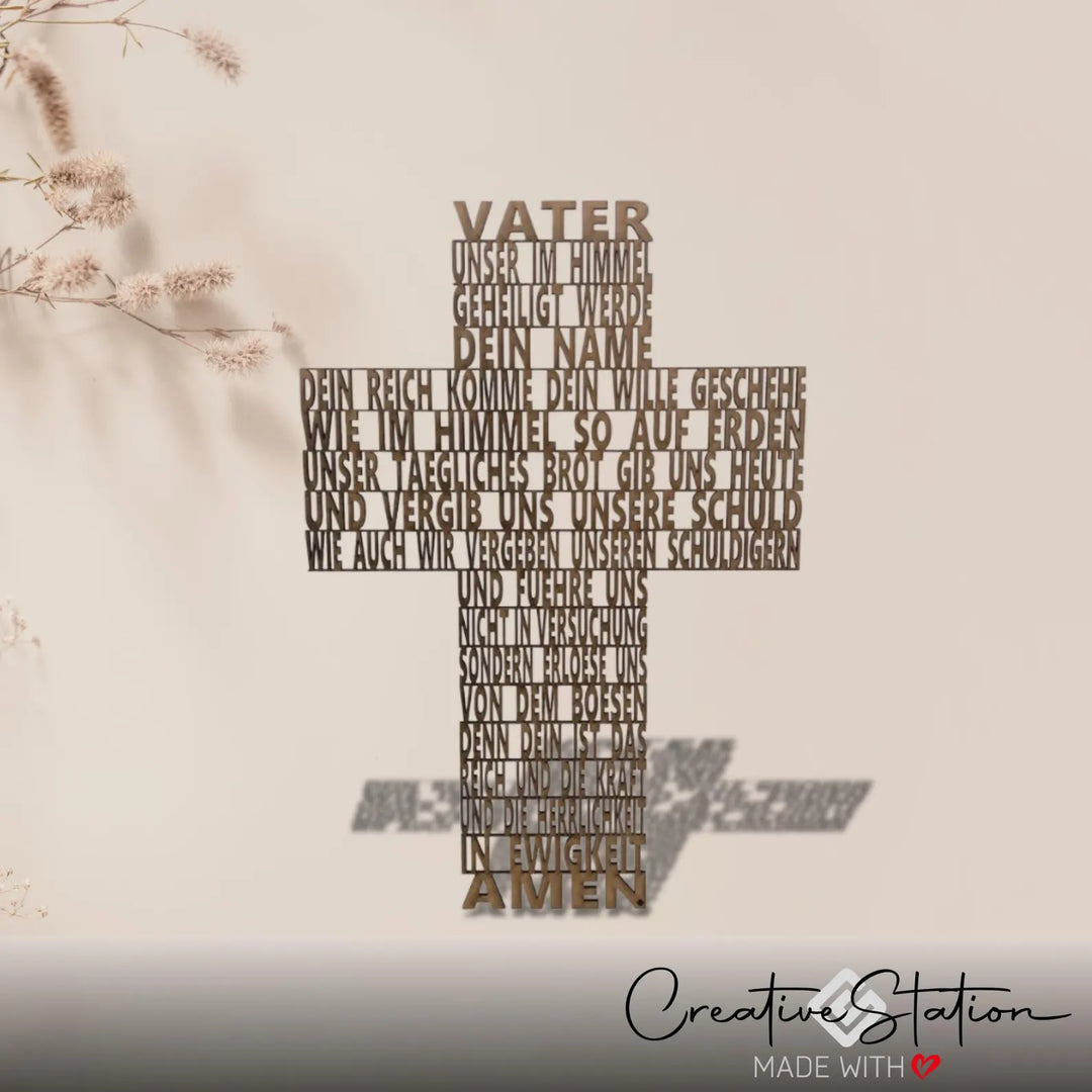 3D-Schriftzug des Vater Unser Kreuz