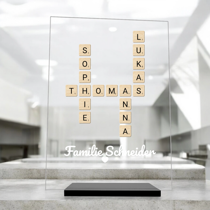Familien Kreuzworträtsel-Puzzle Bild Geschenk - Personalisiertes Acrylglas